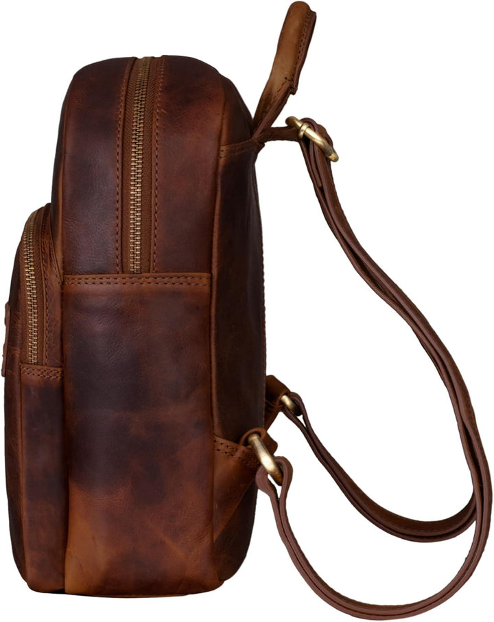 STILORD Damen-Rucksack aus Leder braun - Vintage Frauen-Rucksack - Kleine Tasche aus Echtleder - Han