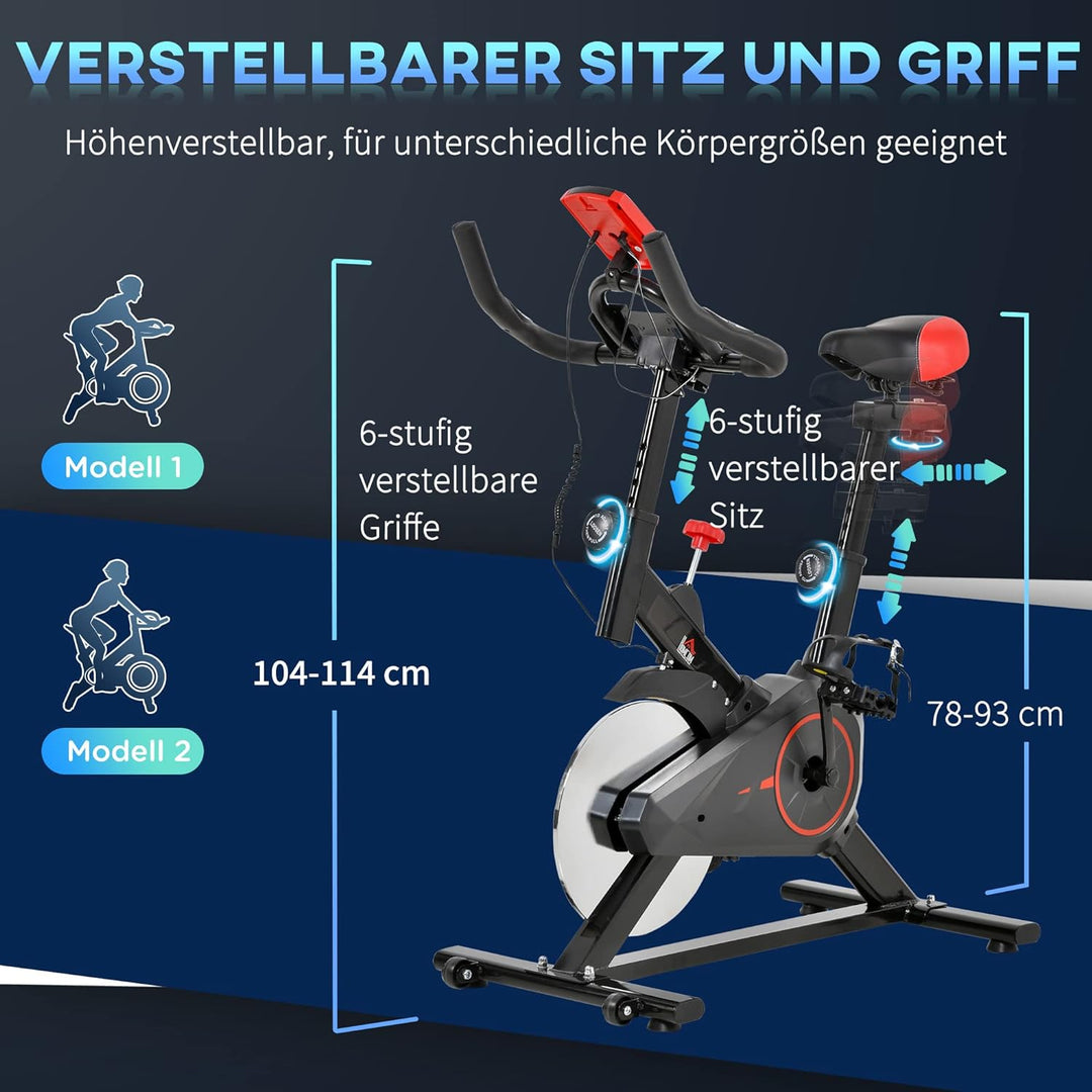 HOMCOM Indoor Cycling Bike Trainer Home Gym Fahrradtrainer Fitnessfahrrad 85 x 46 x 114