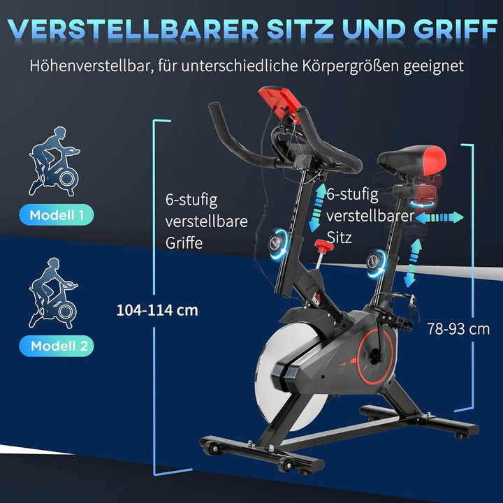 HOMCOM Indoor Cycling Bike Trainer Home Gym Fahrradtrainer Fitnessfahrrad 85 x 46 x 114