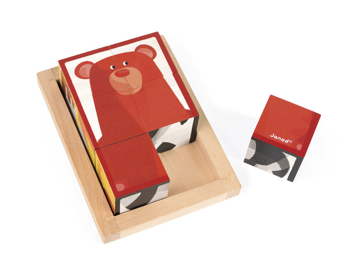 Janod - 6 Forest Blocks in Wooden Box FSC - Wooden Early - Learning Toy - Educational Game - Fine Mo