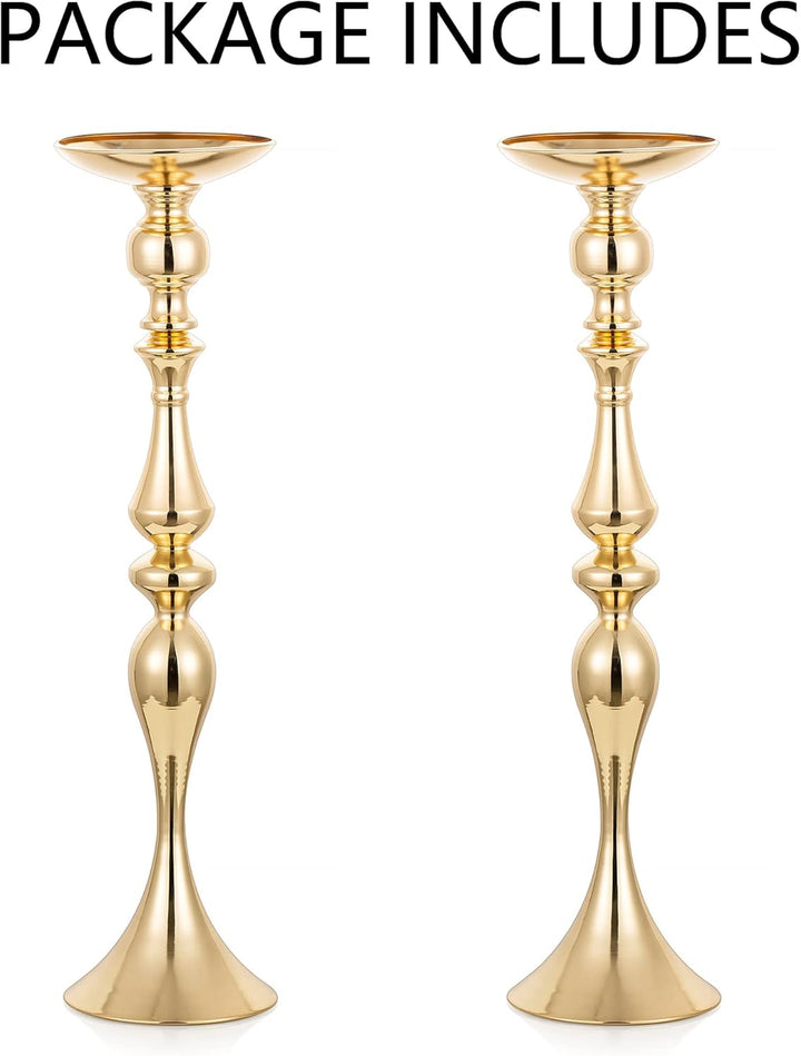 Nuptio Hochzeit Mittelstücke für Tische Vase – 2 Stück 70cm Hohe Goldene Vasen für Mittelstücke Blum