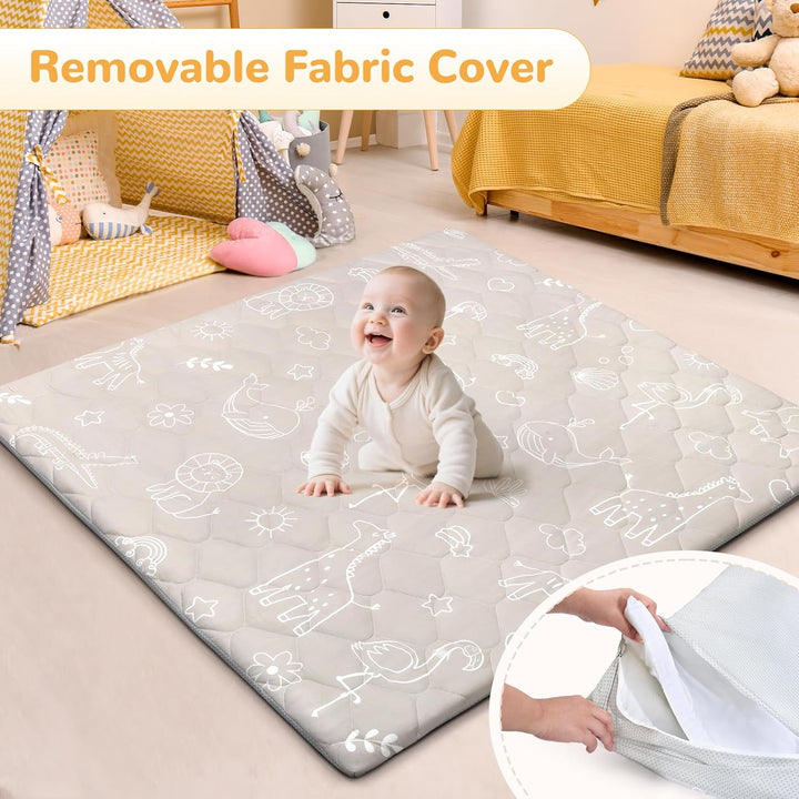 decalsweet Spielmatte Baby 127×127cm mit Rutschfest, Extra Dicke 2cm Weiche Abtrennbar Krabbelmatte