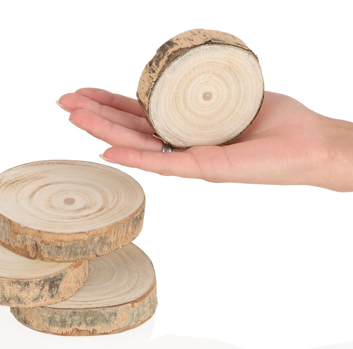 com-four® 8X Baumscheibe aus Vollholz mit Rinde - Dicke Holzscheibe zur Dekoration - Deko-Untersetze
