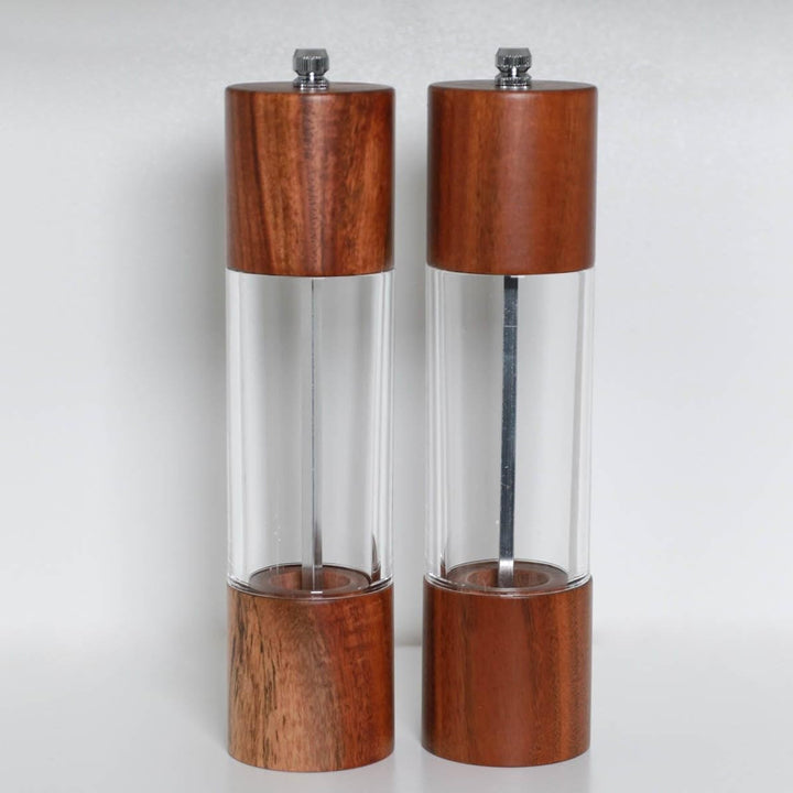 Treasy Salz- und Pfeffermühlen Set aus Holz – 2er Set Gewürzmühlen mit Keramikmahlwerk, einstellbare
