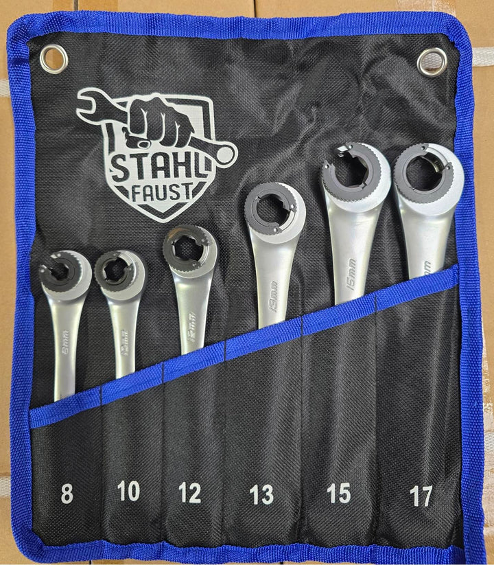 Stahl-Faust Offene Ratschen Schlüssel Bremsleitung Schlüssel Set 6-tlg.