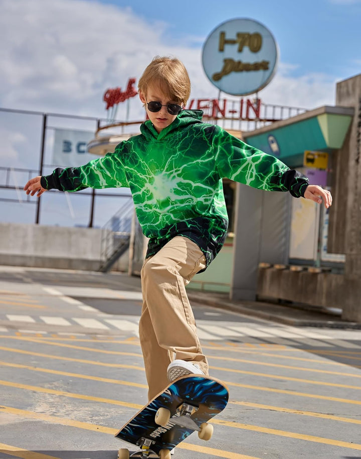 AIDEAONE Jungen Mädchen 3D Hoodie Kapuzenpullover Sweatshirt Mit Kapuze, Schwarz C23 5-6 Jahre