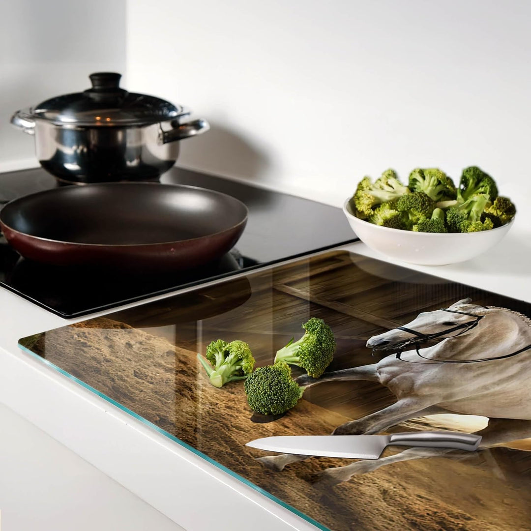 Schneidebretter Glas 80x52 cm Hitzebeständig Gehärtetes Glas Rutschfest Silikonfüsse Plastikfrei Leb