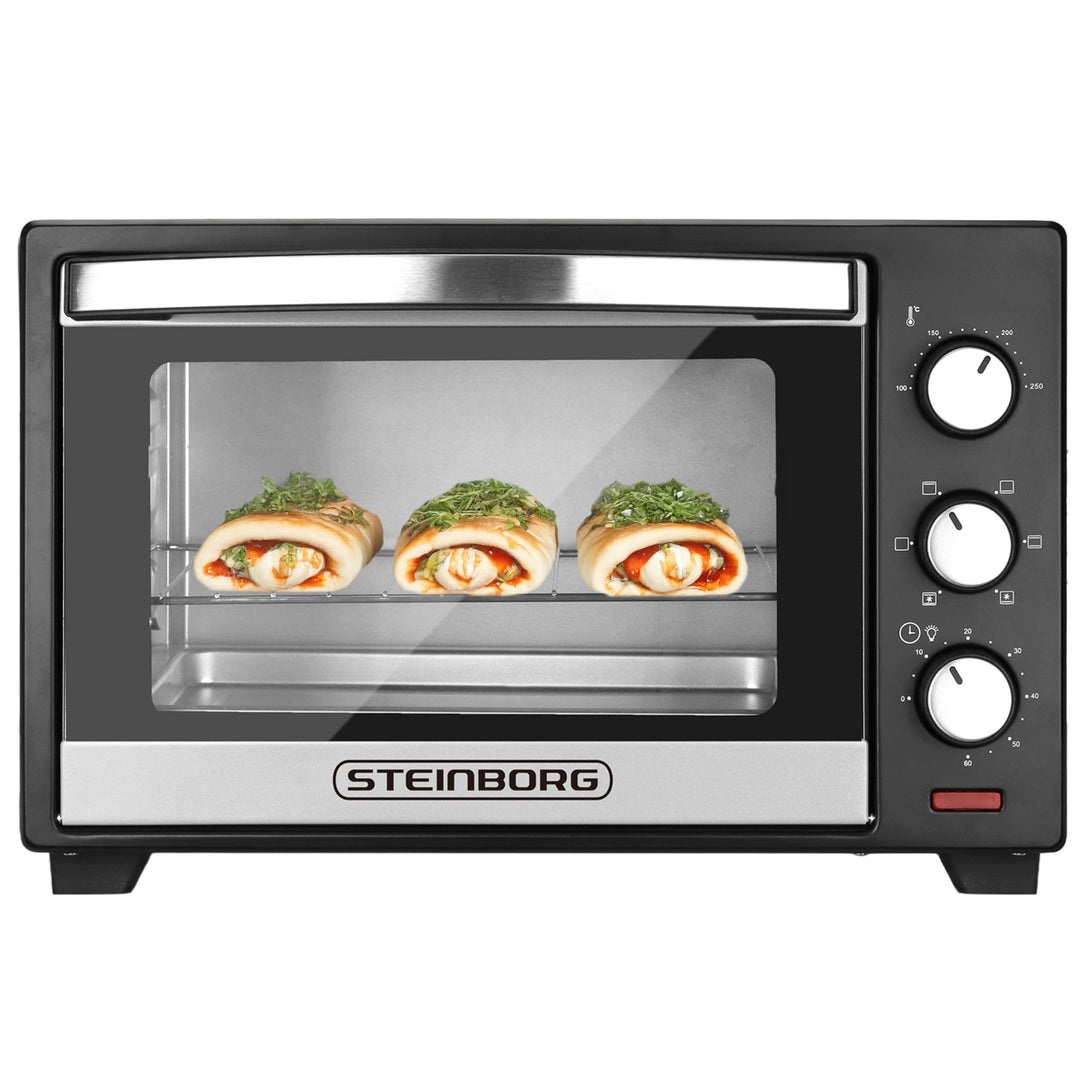 Steinborg® Mini Backofen 25 Liter Miniofen Elektro – Pizzaofen Tischbackofen 3-in-1 mit Ober-/Unterh