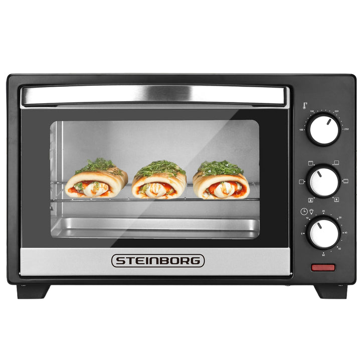 Steinborg® Mini Backofen 25 Liter Miniofen Elektro – Pizzaofen Tischbackofen 3-in-1 mit Ober-/Unterh