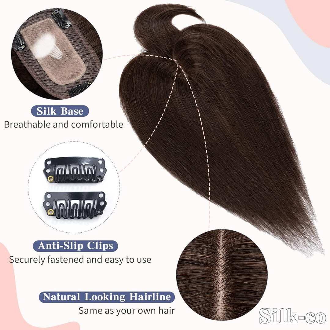 Clip in Extensions Echthaar Topper Extensions Echthaar Haarteile Echthaar Glatt Toupet Haarverdickun