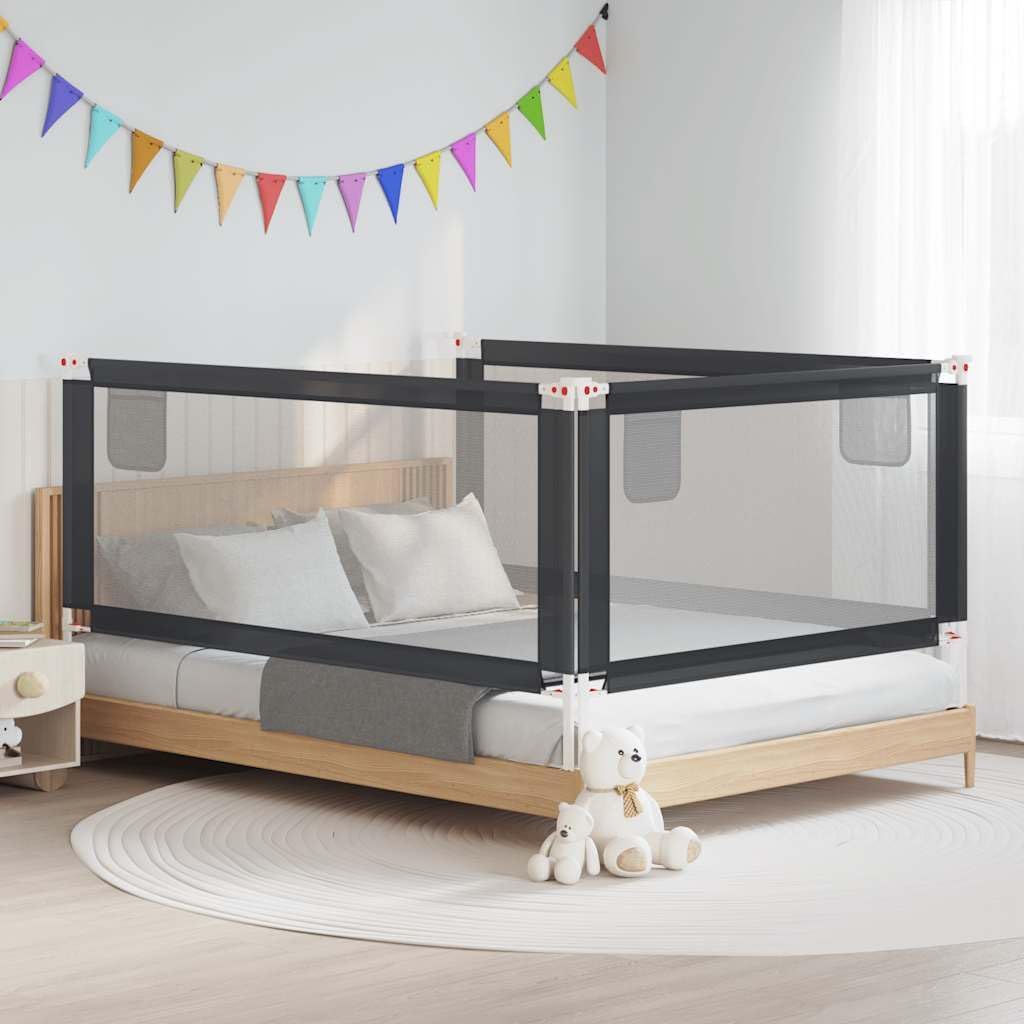 SMARTGROUPSTORE BD - BD Sicherheitsgeländer Kinderbett Dunkelgrau Stoff 200 x 25 cm