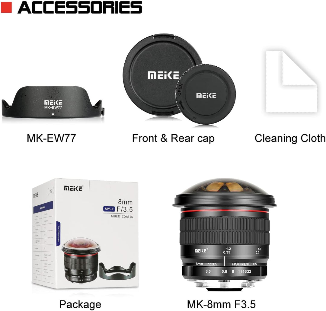 Meike Optics MK 8mm f3.5 Fisheye-Objektiv Ultra-Weitwinkel für Nikon D850 D750 D780 D610 D3300 D3400
