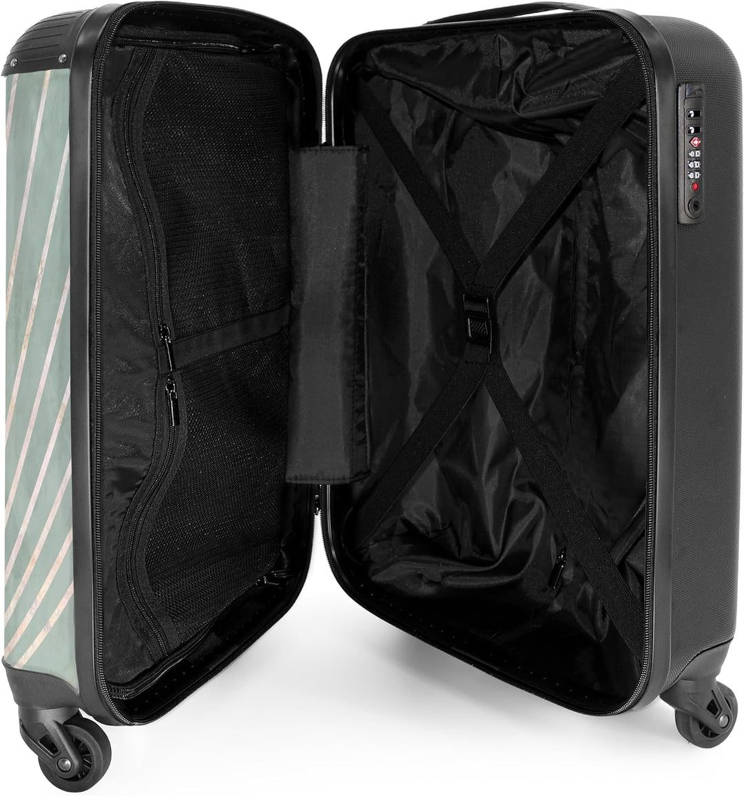 NoBoringSuitcases.com® Koffer Handgepäck Trolley Rollkoffer Kleine Reisekoffer mit 4 Rollen - Grün -