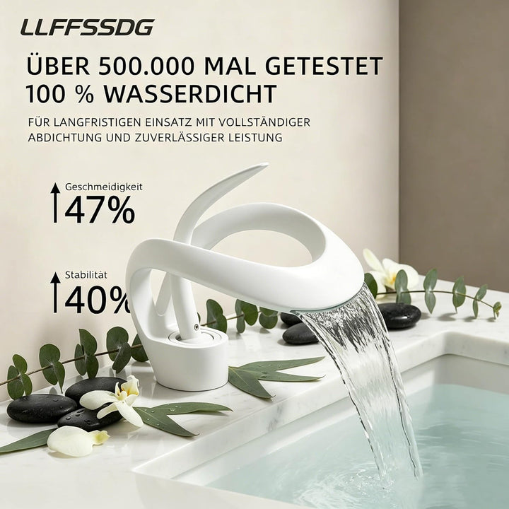 Weiβ Waschtischarmatur Badarmatur Wasserhahn Waschbecken Einhand Mischbatterie, Weiβ