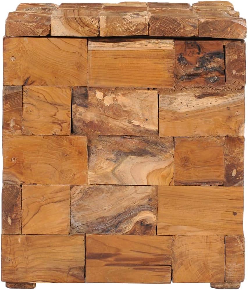 Massivholz Teak, 40 x 40 x 45 cm | Dekohocker, Schemel, Blumenhocker, Hocker mit Stauraum