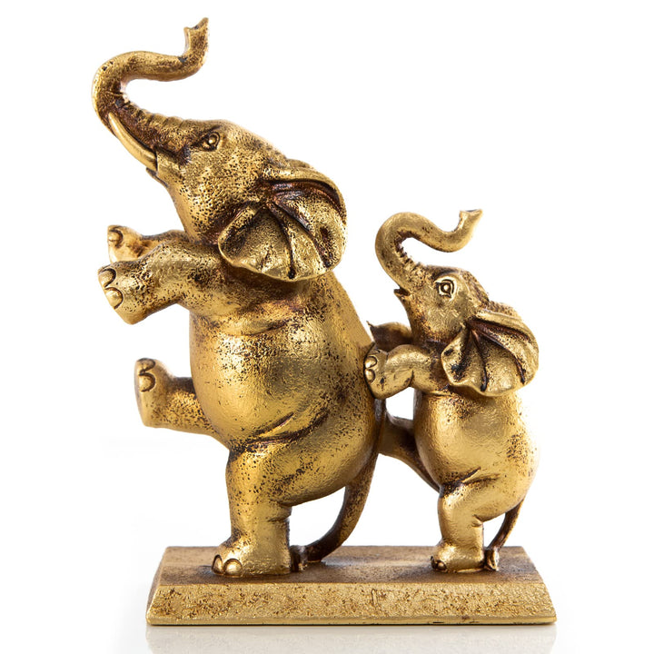 Logbuch-Verlag Elefant mit Baby goldfarben Deko Tier Figur Geschenk Glücksbringer Geburt 22 cm Gebur