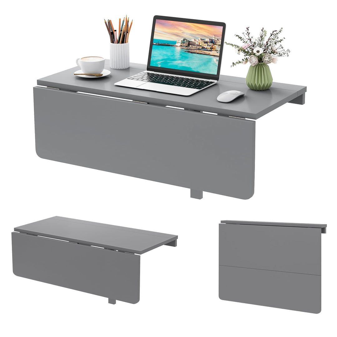 COSTWAY Wandmontierter Klapptisch, 80 x 60 cm, klappbarer Wandtisch, platzsparender Küchentisch Wand