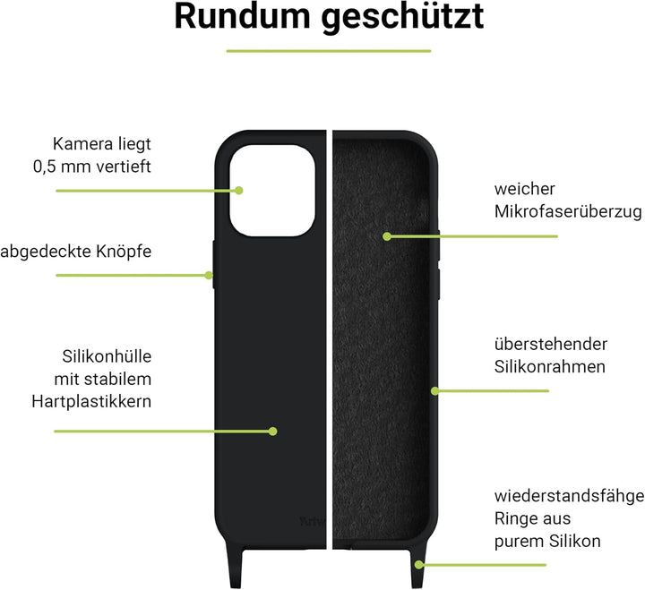 Artwizz HangOn Case kompatibel mit iPhone 14 Pro - Elastische Schutzhülle aus Silikon als Handykette