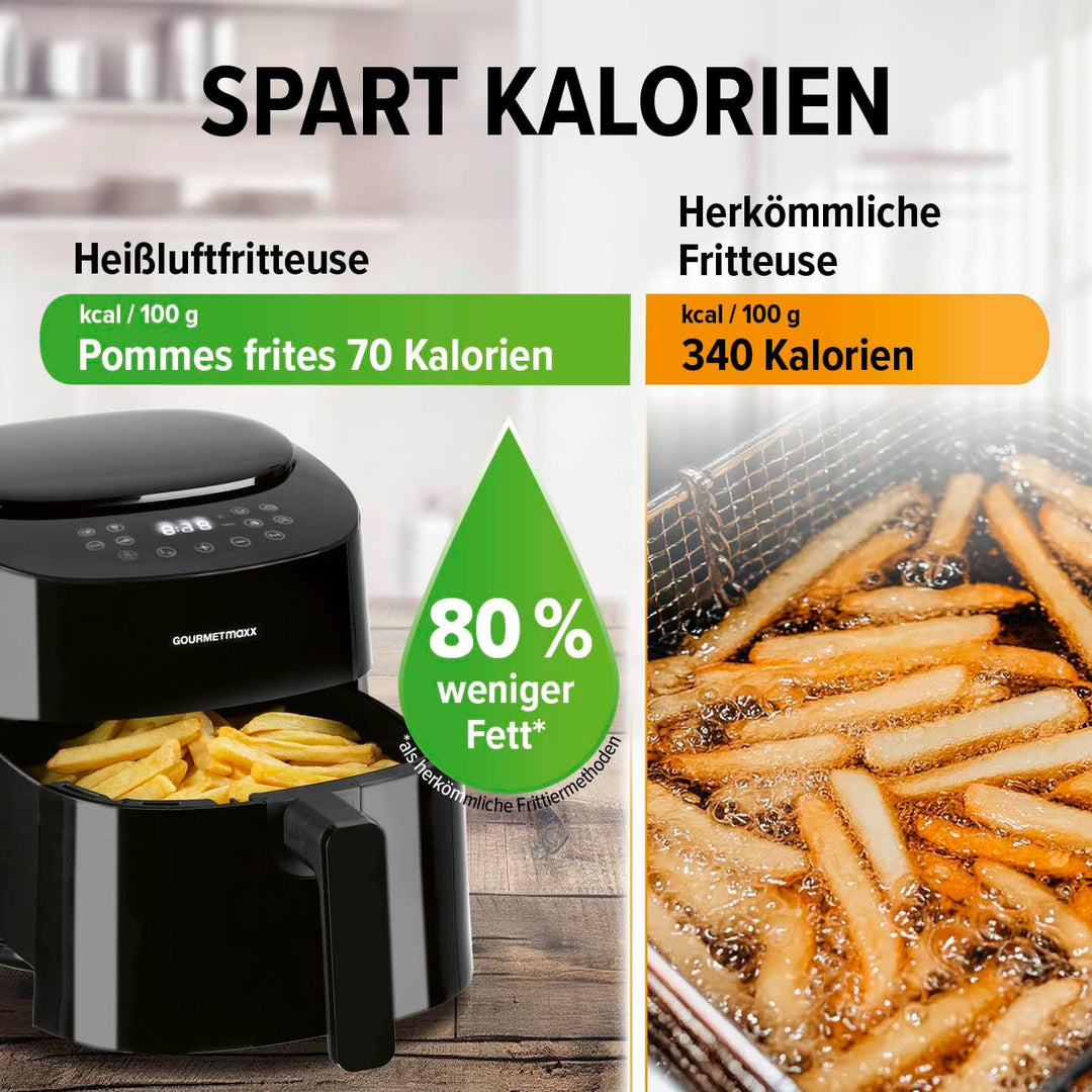 GOURMETmaxx Heissluftfritteuse | 4,5L Airfryer | Timer & Touchscreen | Fritteuse mit 9 Funktionen &