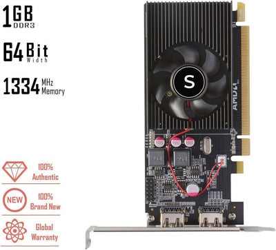 SAPLOS Radeon HD 6570 Grafikkarte, 2 HDMI, 1G GDDR3 64-bit, Video Cards PC, Low Profile Graphics Car