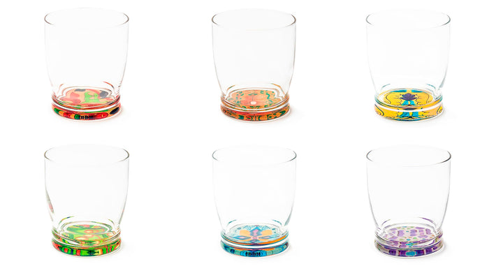 Excelsa Lissabon 6 Gläser mit dekoriertem Boden, Ml. 340, Durchmesser 8 cm, Glas