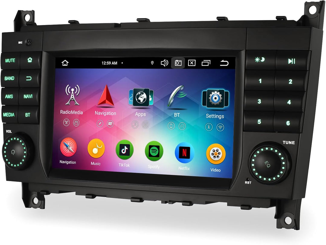 Erisin 7 Zoll 8-Kern 4GB+64GB Android 14 Autoradio 2Din GPS Navigation für Mercedes Benz C Klasse W2