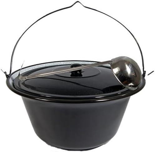Set Gulaschkessel Emaille 6 Liter Gulaschtopf + Deckel + GRATIS Schöpflöffel Hordentopf