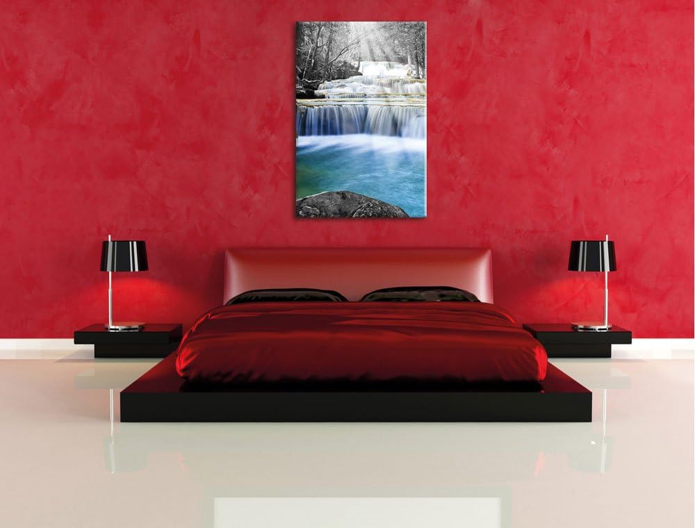 Pixxprint Wilder Bach im Urwald als Leinwandbild/Grösse: 100x70 cm/Wandbild/Kunstdruck/fertig bespan