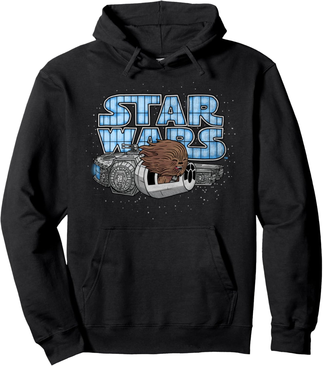 Star Wars Chewbacca Flying Through Space Cartoon Pullover Hoodie