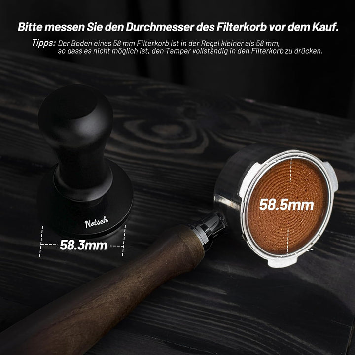 NOTSEK Tamper 58mm, Ripple Base Kaffee Tamper mit 30lbs Anpressdruck, Tamper Druckregulierend Basis