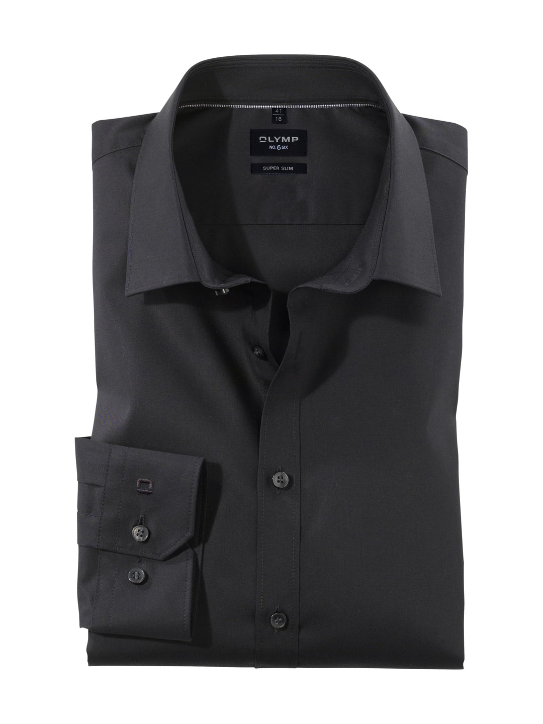 OLYMP Herren Businesshemd Langarm No.Six,Einfarbig,super Slim,Urban Kent 36 Schwarz 68, 36 Schwarz 6