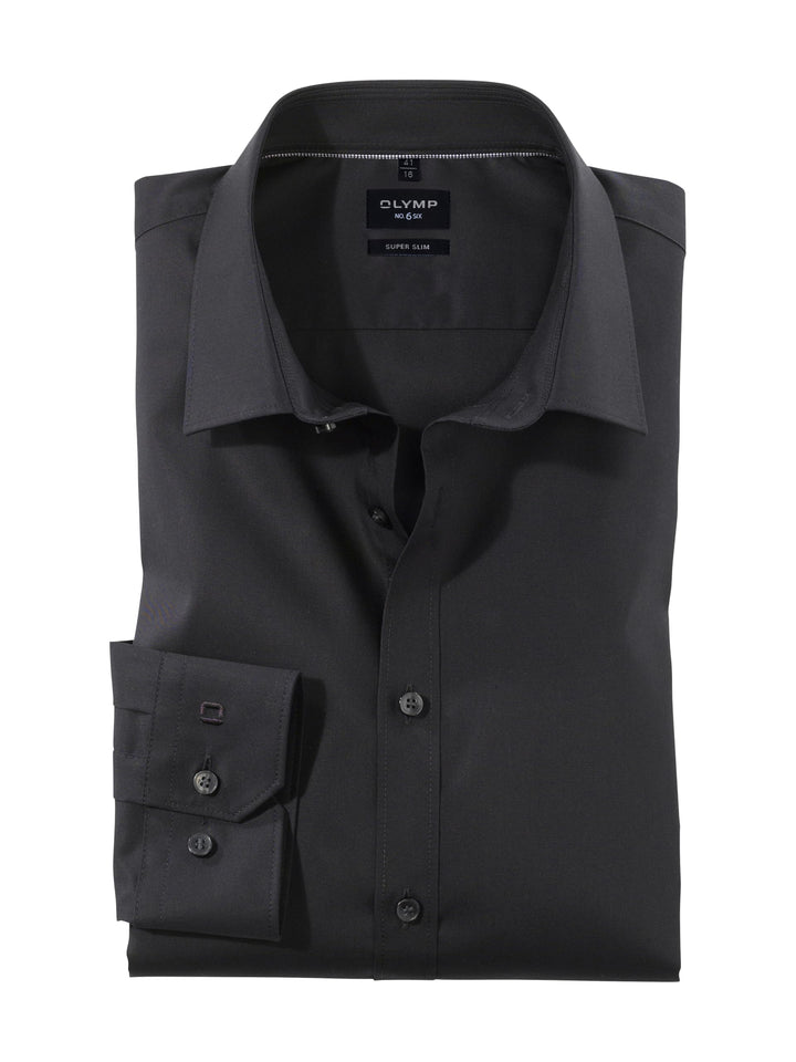 OLYMP Herren Businesshemd Langarm No.Six,Einfarbig,super Slim,Urban Kent 36 Schwarz 68, 36 Schwarz 6