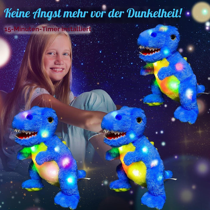 Blau Dinosaurier LED Plüschtier mit Licht up Plüsch T-Rex Plüschtiere Spielzeug, Dino Kuscheltier St