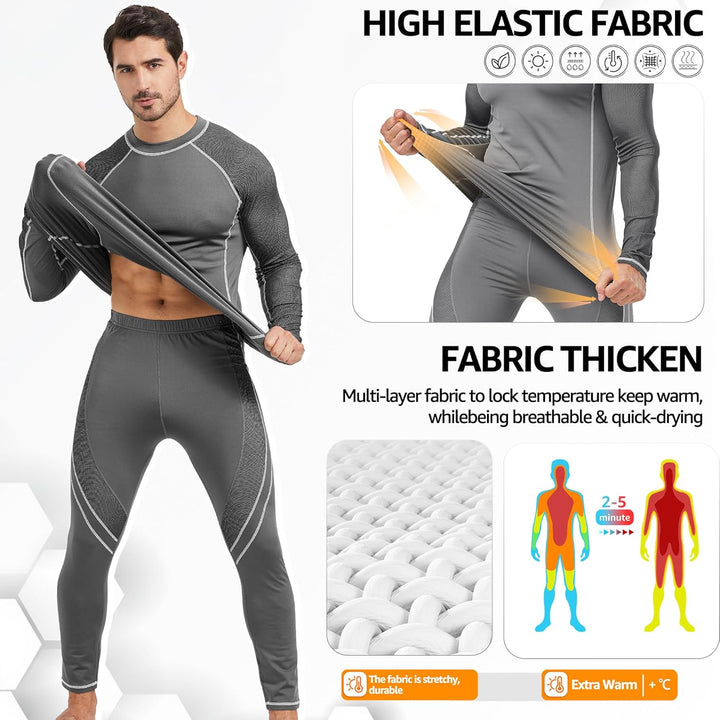 UNIQUEBELLA Thermo Unterwäsche Set, Funktionswäsche Herren Skiunterwäsche Winter Suit Ski Thermo-Unt