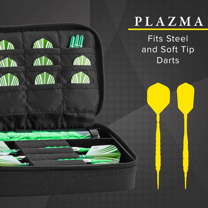 Casemaster Plazma Dartkoffer für weiche Dartpfeile mit Stahlspitze, für 3 Dartpfeile und integrierte