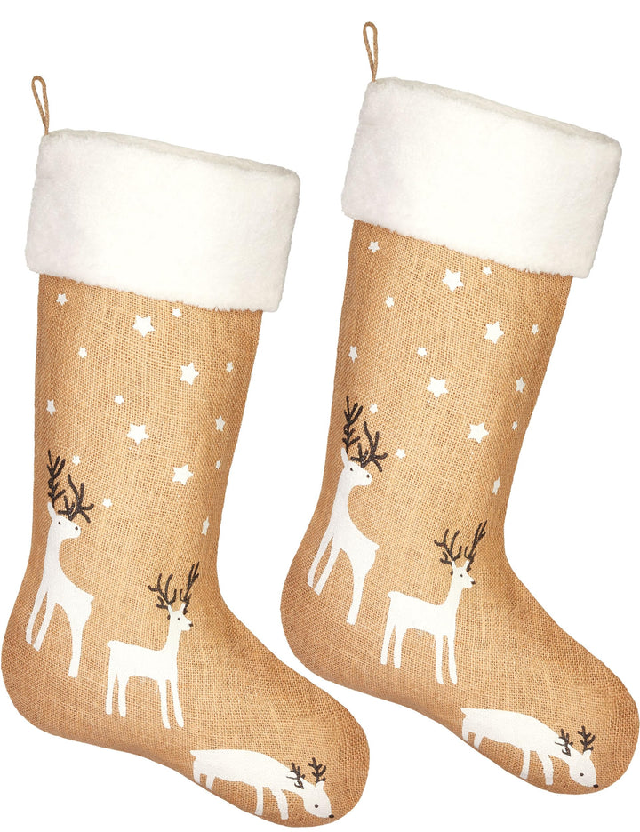 BRUBAKER 2er Set Weihnachtsstrumpf zum Befüllen und Aufhängen - 52 cm gross - Nikolausstrumpf für We