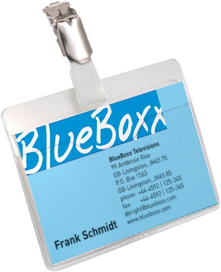 Durable Namensschild (mit Clip, 60 x 90 mm, Kunststoff) Packung à 25 Stück, transparent, 810619 60 x