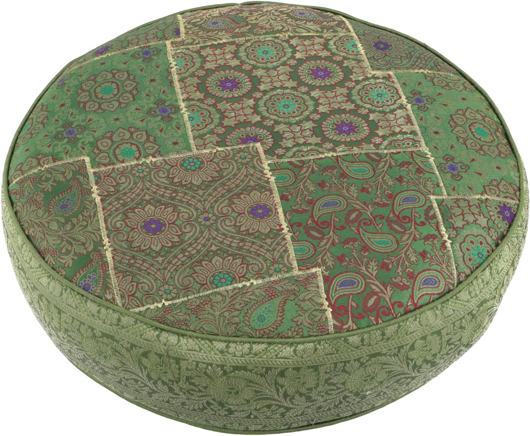 GURU SHOP Orientalisches Rundes Patchwork Kissen 40 cm, Sitzkissen, Bodenkissen mit Baumwollfüllung