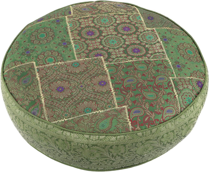 GURU SHOP Orientalisches Rundes Patchwork Kissen 40 cm, Sitzkissen, Bodenkissen mit Baumwollfüllung