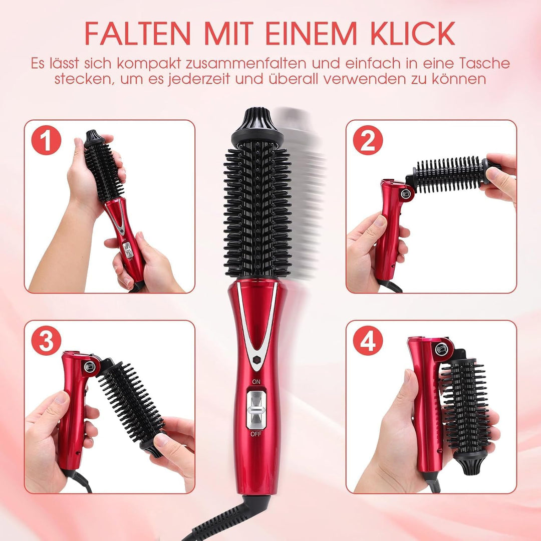 Elektrischer Lockenstab,Faltbarer 30W Haarglätter mit PTC-Turmalinkeramik, 360° Drehkabel, bügelfrei