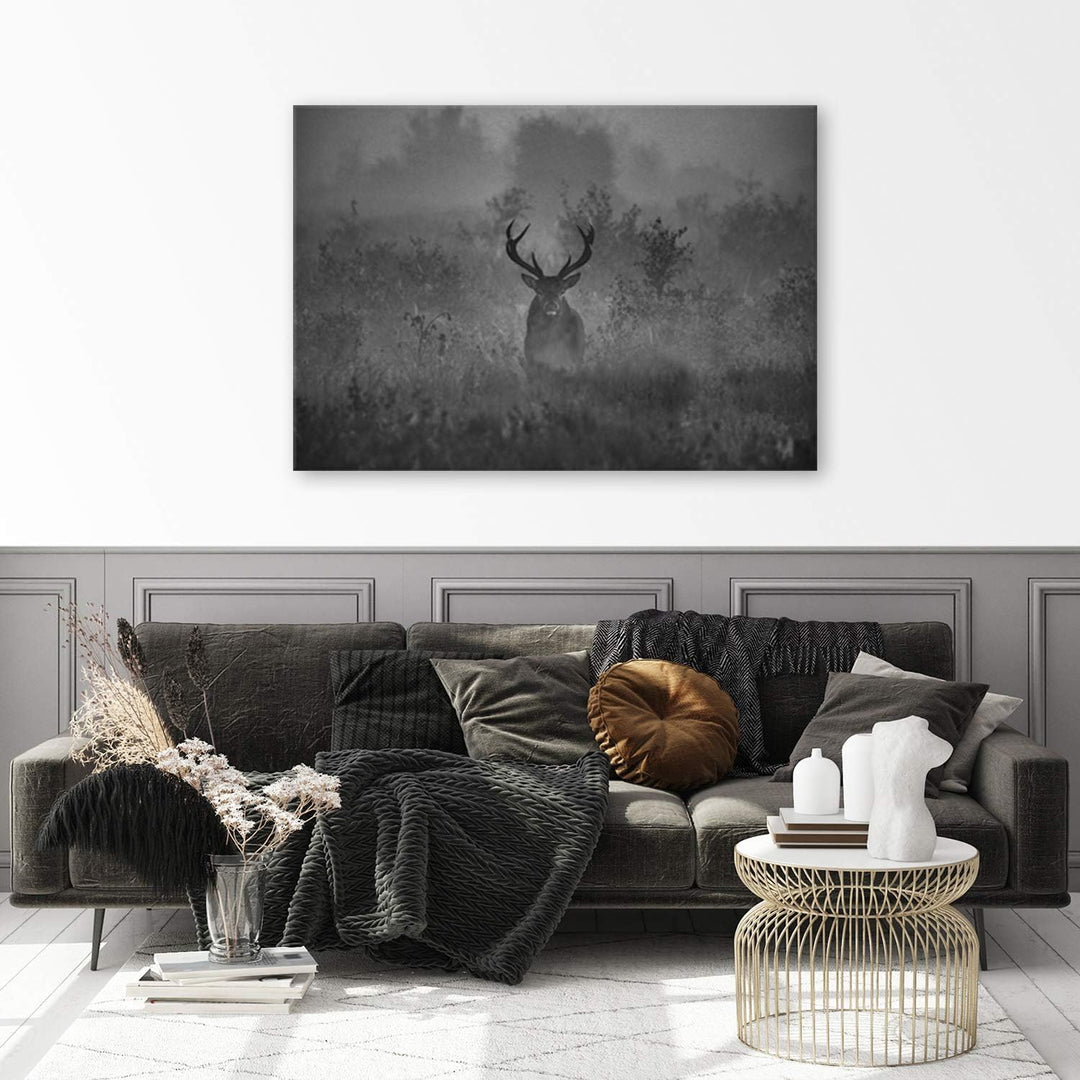Feeby Bilder Hirsch Wiese XXL 80x60 cm 1Teilig Wohnzimmer Schlafzimmer Modern Wandbilder Leinwandbil