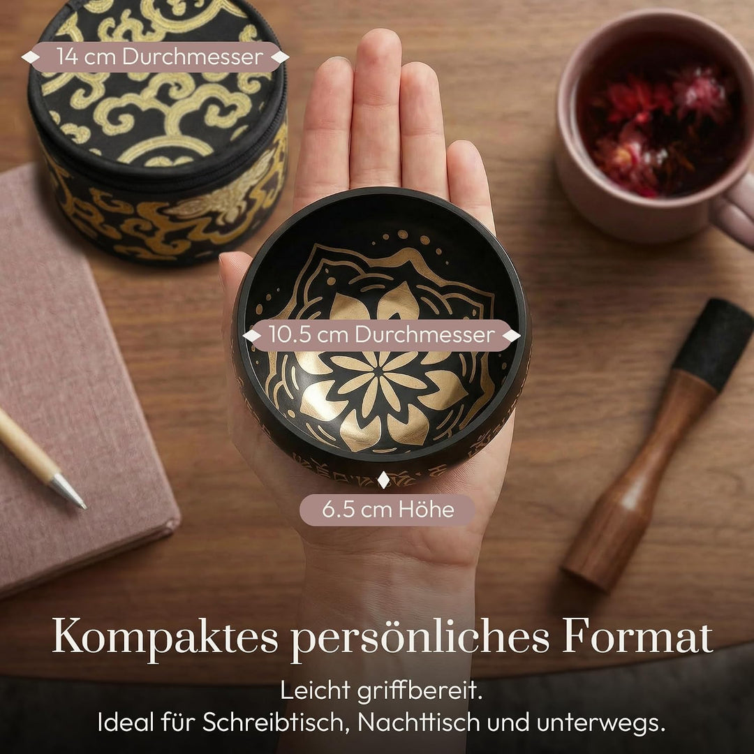 Tibetische Klangschale ~leicht zu spielen mit doppelseitigem Klöppel &amp; Kissen - schöner Klang für He