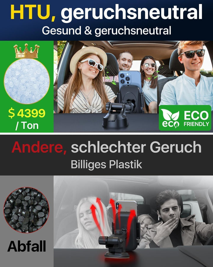 【Militär-Klasse】4 in 1 Handyhalterung Auto【Tärkst Saugnapf &amp; Clip】Federungskapazität 36KG 360° Drehb