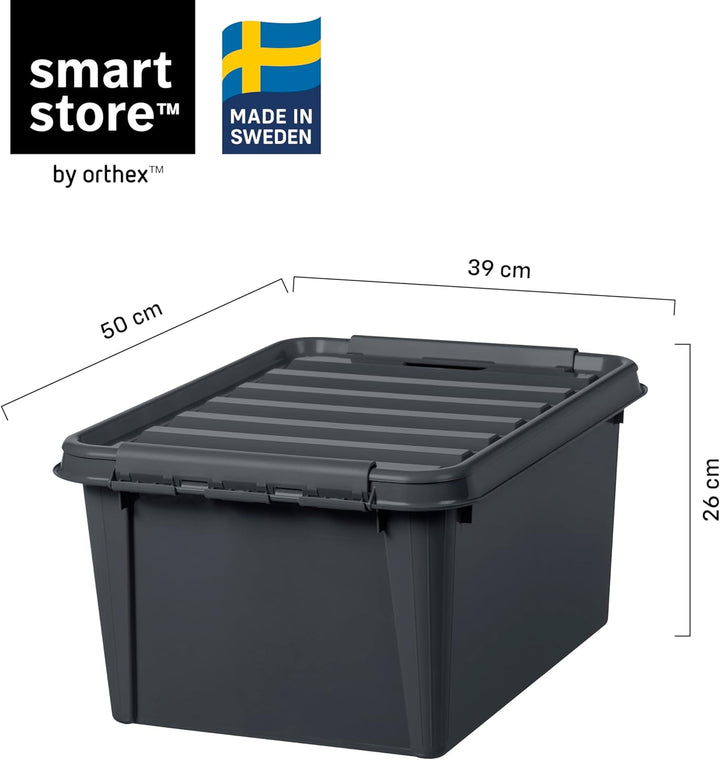SmartStore - Recycled 31-6er Set Aufbewahrungsboxen - 100% recycelter Kunststoff - grau - 50x39x26cm