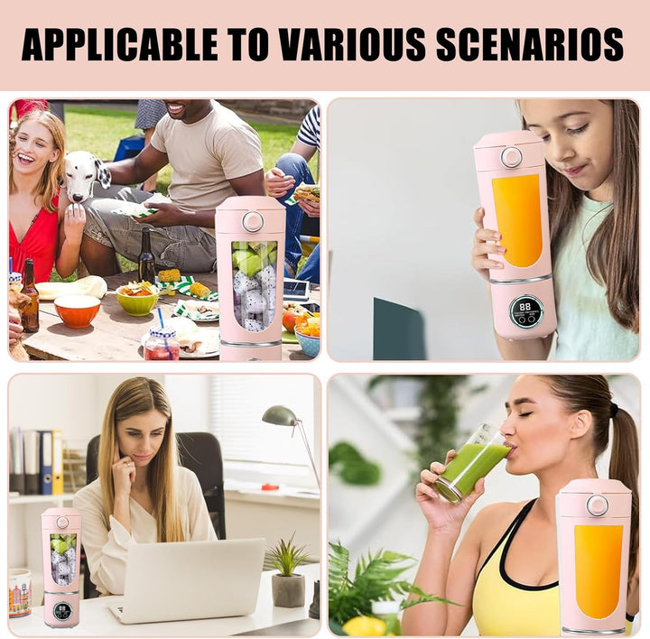 Klein Tragbarer Mixer, 700ml Maker to Go Mini-Standmixer Portable Blender mit 12-Klingen Edelstahl u