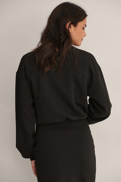 NA-KD Damen Balloon Sleeve Sweater Pullover M Schwarz, M Schwarz