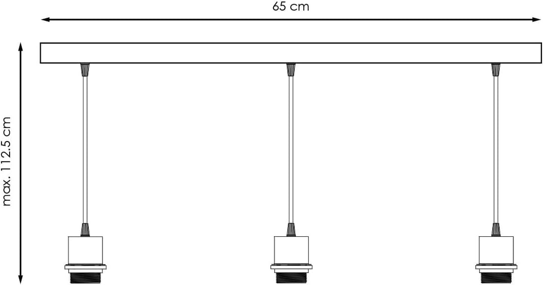 Home Sweet Home Moderne Hängelampe Beam 3 für Lampenschirm | Leuchte | 65/9,5/15–112.5 cm | Schwarz|
