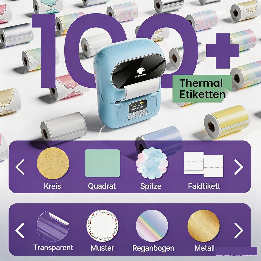 Phomemo M110 Bluetooth Etikettendrucker Barcode Etikettendrucker beschriftungsgerät Selbstklebend La