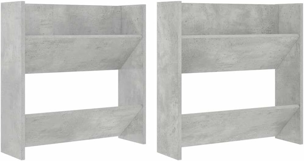 2 Stück 60x18x60 cm Wand Schuhschrank mit 2 Kippböden Schuhregal Schmal Betongrau Schuhbank Shoe Rac