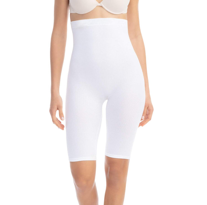 FarmaCell 113 Shorts Hohe Taille, massierende und reduzierende Hose, Anti-Cellulite XL-XXL Weiss, XL